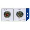 Pair of 2018 "Armistice" Canadian 2 dollar toonie coins - 1 is colored