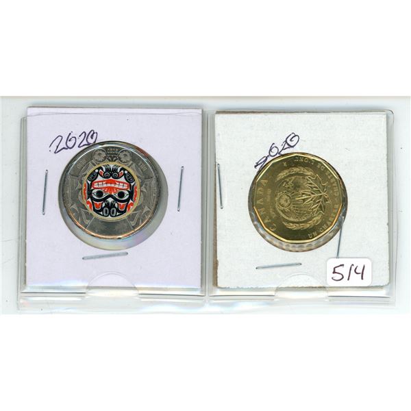 2020 "Haida" Toonie & "UN Charter" loonie coins