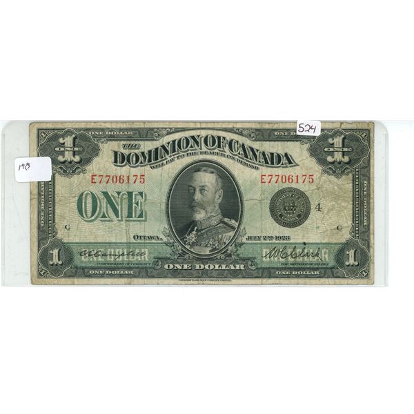 1923 Dominion of Canada 1 dollar bill - Campbell/Clark - E7706175