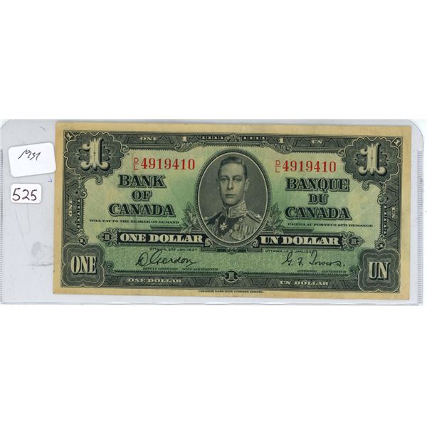 1937 Bank of Canada 1 dollar bill - Gordon/Towers - D/L 4919410