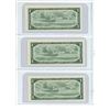 Image 3 : 3 Consecutive 1954 Canadian 1 dollar bills - Beattie/Rasminsky - D/Z 8237145-47
