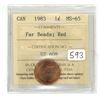 Image 1 : 1983 ICCS graded, Canadian red 1 cent penny coin - MS65