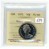 Image 1 : 1971 ICCS graded, Canadian proof like 50 cent coin - PL66
