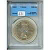 Image 1 : 1955 CCCS graded, Canadian silver voyageur dollar - MS63
