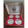 Image 1 : 1976 montreal olympics sterling silver 4-coin set; $5 swimming and marathon; $10 montreal skyline an