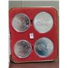Image 2 : 1976 Montreal olympics sterling silver 4-coin set ; $5 kingston sailboats and N. america map; $10 pa