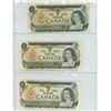 Image 1 : Lot of 3 : Interesting serial # FE 1919999, #LH 3133333 and #GS 5775575, canada 1973 $1 bills, all L