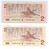 Image 2 : Pair of 1986 UNC canada $2 billos, Thiessen/Crow (#EGG 5677483-484)