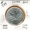Image 1 : 2011 ROYAL CANADIAN MINT .9999 FINE SILVER - 1 OUNCE TROY - MAPLE LEAF