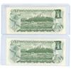 Image 2 : Pair of 1973 Canadian 1 dollar consecutive bills - Crow/Bouey - BFD 1282163-64