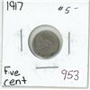Image 1 : 1917 Canadian silver 5 cent coin