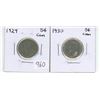 Image 1 : 2 Canadian 5 cent coins - 1929-30