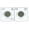 Image 1 : 2 Canadian 5 cent coins - 1933, 1935