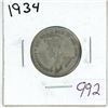 Image 1 : 1934 Canadian silver 25 cent coin