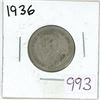 Image 1 : 1936 Canadian silver 25 cent coin
