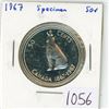Image 1 : 1967 Canadian centennial silver specimen "Wolf" 50 cent coin