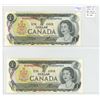 Image 1 : Lot of 2 Consecutive Serial Number 1973 $1 notes. Crow-Bouey signatures. BCW Prefix. BC-46b. Serial 