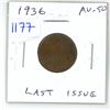 Image 1 : 1936 Canadian King George V Small Cent. The last cent issued for King George V. AU-50.