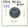 Image 1 : 1954 Canadian Nickel 5 Cents. MS-60. Lustrous.