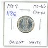 Image 1 : 1959 Canadian Silver 10 Cents. MS-63 with Cameo. Bright White.