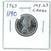 Image 1 : 1963 Canadian Silver 25 Cents. MS-63 with Cameo. Bright White.