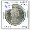 Image 1 : 1966 Large Beads Canadian Silver Dollar. MS-63 with Cameo.