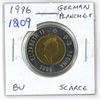 Image 1 : 1996 German Planchet $2 Toonie. This planchet was made in Germany and differs from the Canadian plan