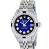 Image 3 : Rolex Ladies Stainless Steel Blue Vignette Sapphire and Diamond Datejust Wristwatch