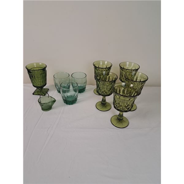 Assorted Green Glassware