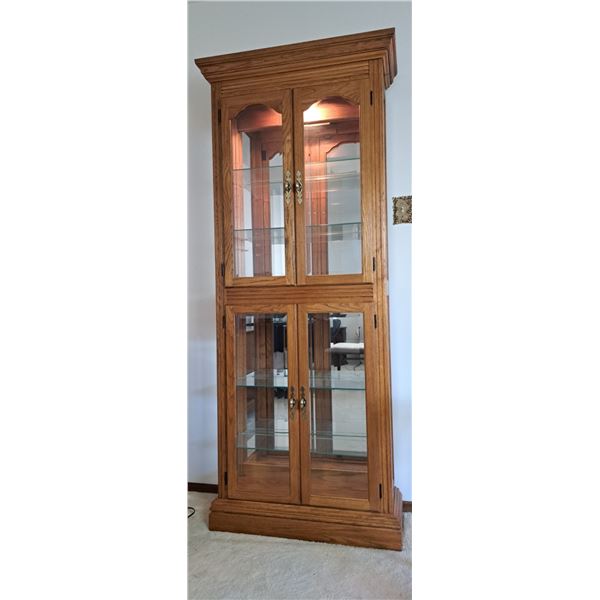 Wooden Display Cabinet with Glass Doors & Shelves