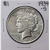 1934-S $1 Peace Silver Dollar Coin