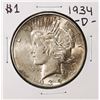 1934-D $1 Peace Silver Dollar Coin
