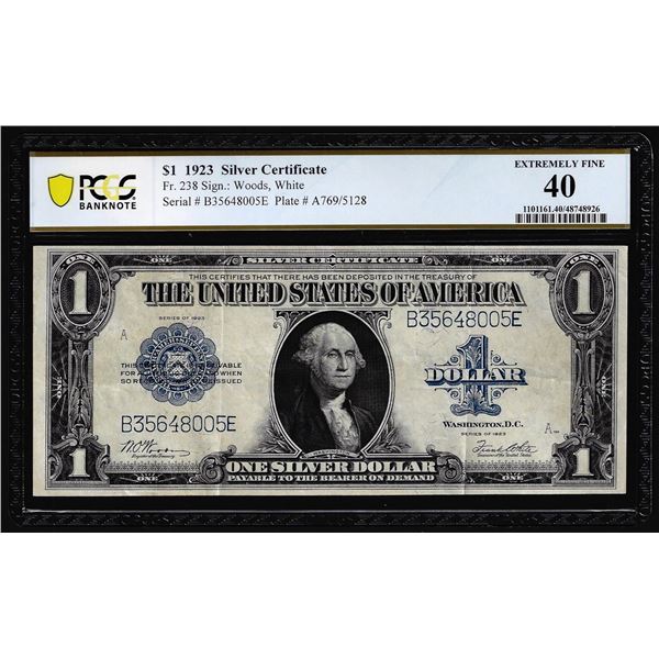 1923 $1 Silver Certificate Note Fr.238 PCGS Extremely Fine 40