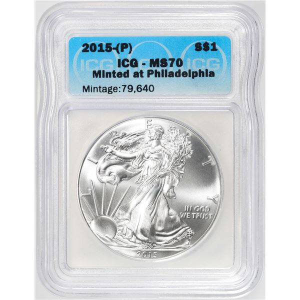 2015-(P) $1 American Silver Dollar Coin ICG MS70 Philadelphia