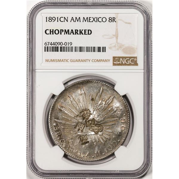 1891CN AM Mexico 8 Reales Silver Coin NGC Chopmarked
