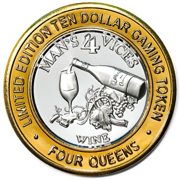 .999 Silver Four Queens Casino Hotel Las Vegas $10 Limited Edition Gaming Token