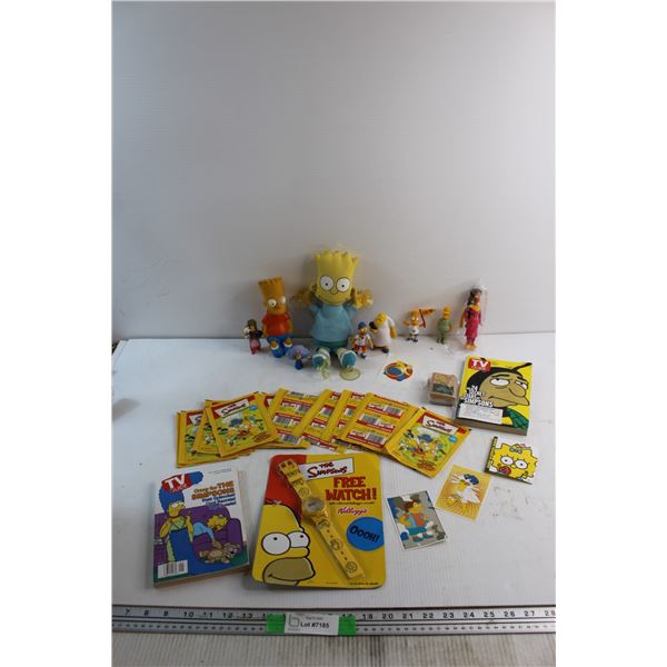 (9) The Simpsons Assorted Figures, Lots of Collectibles Cards, Watch and Misc.