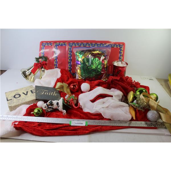 Christmas in August - Placemats - Santa Gift Sack & Hat/Beard - Candle Holder - Misc. Items