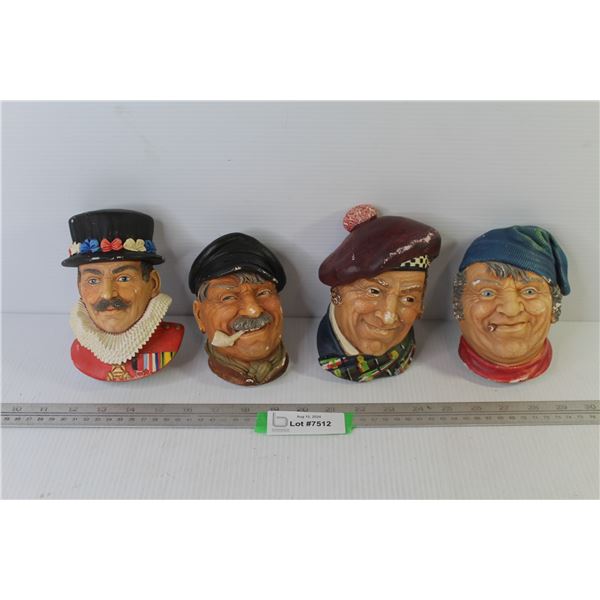 (4) Chalkware Busts (Made in England)