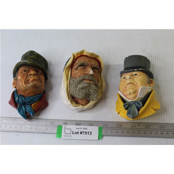 (3) Chalkware Busts (Bossons)