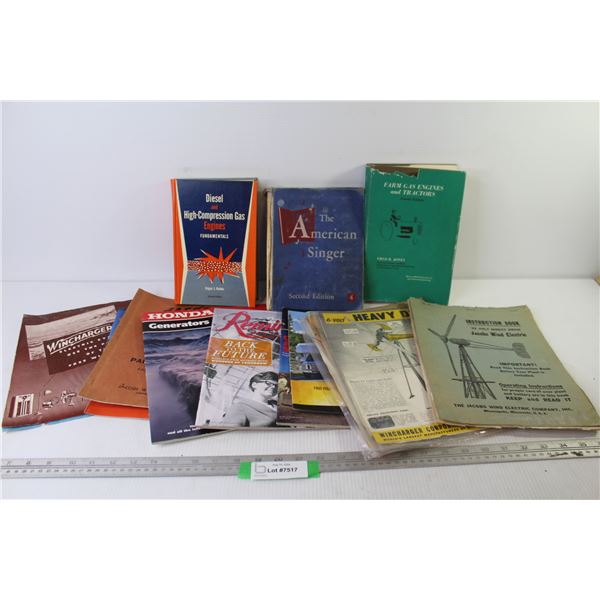 (3) Books - Diesel Engines - Farm Gas Engines - The American Singer - Wind Electric Magazines - Misc