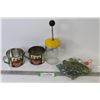 Image 1 : Vintage Food Chopper - Bag of Marbles - (2) Tin Ponderosa Ranch Cups