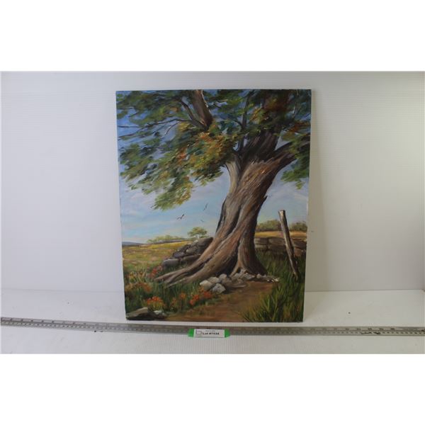 Oil Tree Painting on Board (unsigned - 16" x 20")