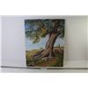 Image 1 : Oil Tree Painting on Board (unsigned - 16" x 20")