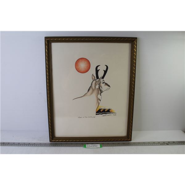Spirit of The Antelope Drawing By Jerry Daniels (16" x 19")