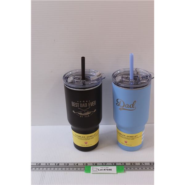 (2) 1L "Dad" Themed Cups - Appear New
