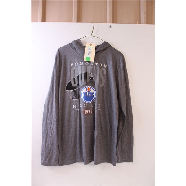 * Edmonton Oilers T-Shirt w/Hood - Size Medium