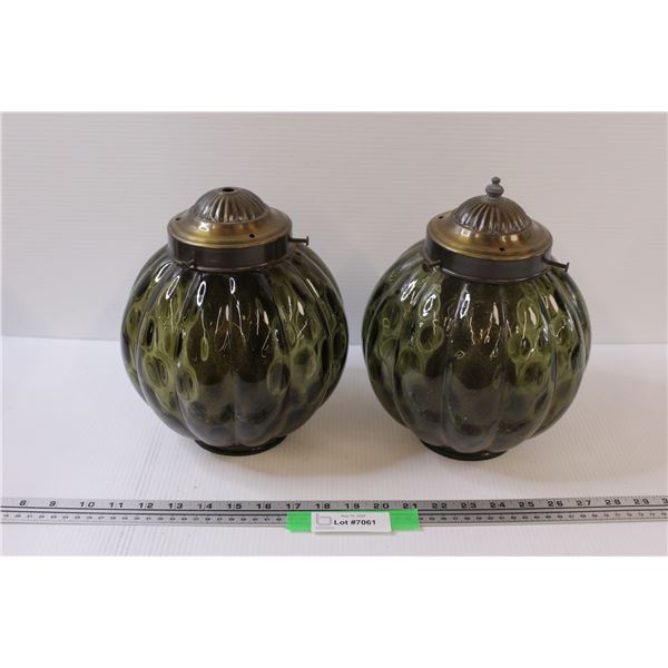 (2) Vintage Swag Lamp Shades (No Cord) - 9.5" x 8" - As is