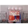 Image 4 : (3) Oktoberfest Glass Beer Steins & Beer Pong Kit
