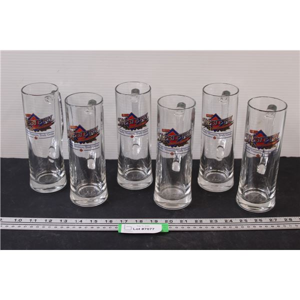 (6) Great Western Glass Beer Mugs